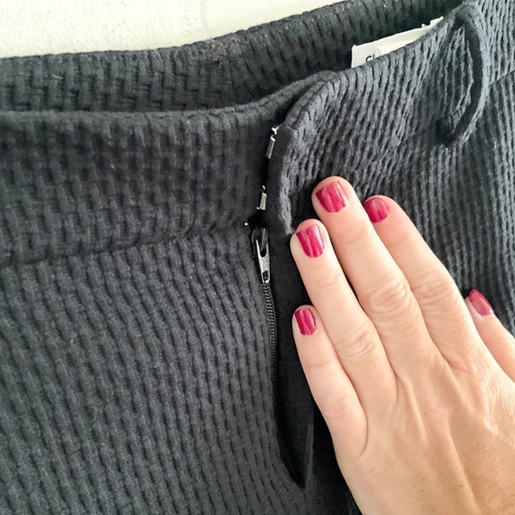 Club Monaco Women Ankle Pants Waffle Cotton Black Tailored Straight leg Sz 6 - Picture 4 of 12